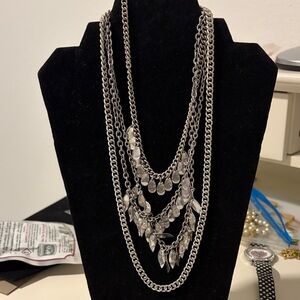Chic Silver Multi-Layer Necklace